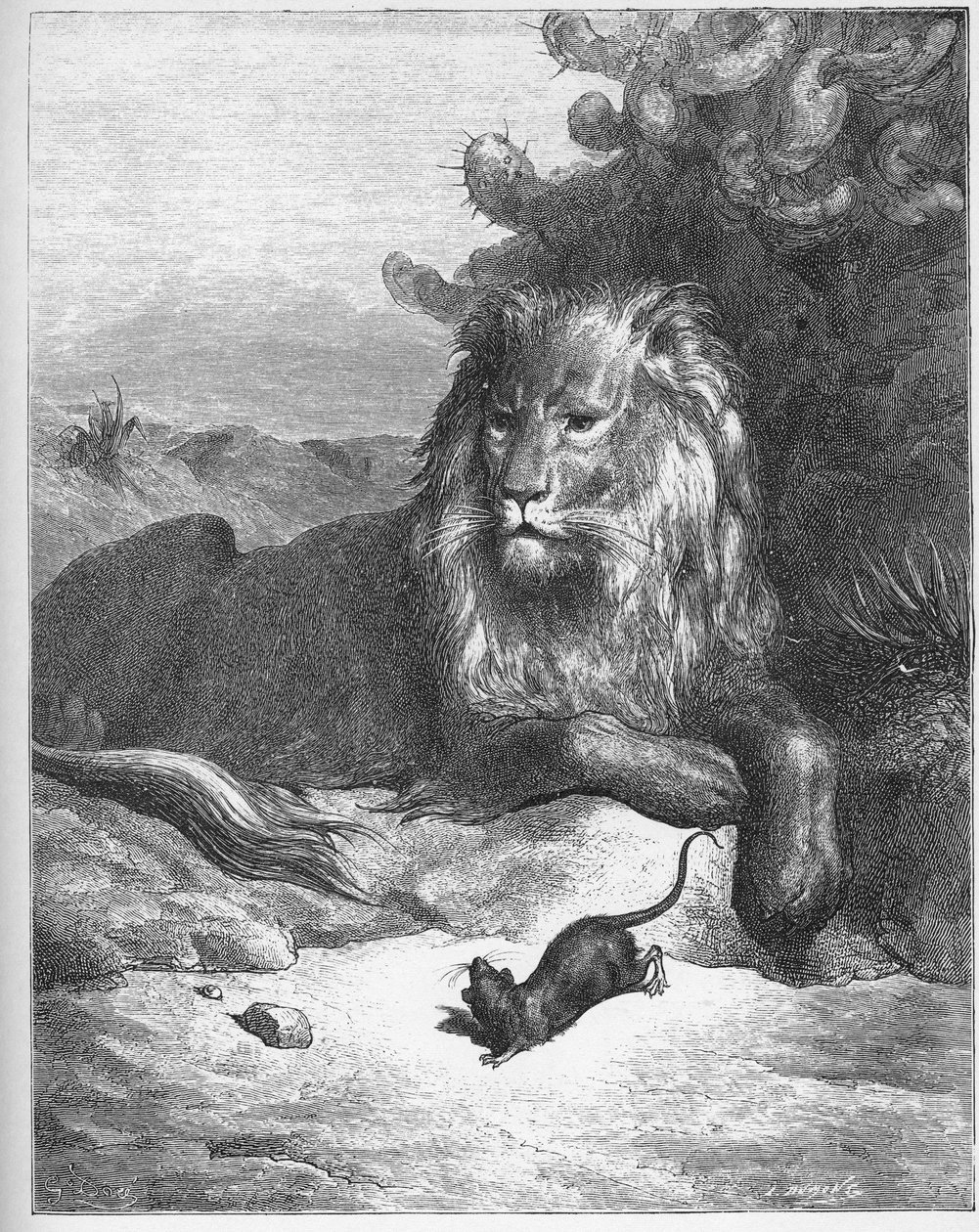 Le Lion et le Rat - Gustave Doré