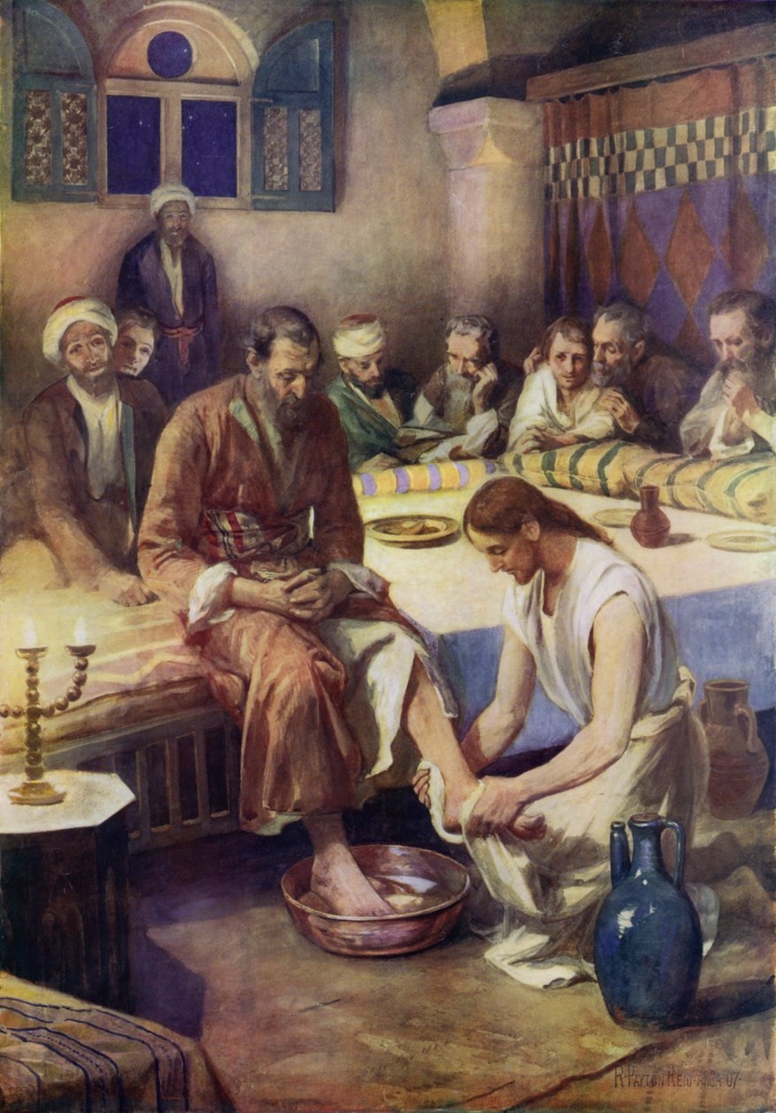 Jésus lavant les pieds de Ses Disciples - Robert Payton Reid