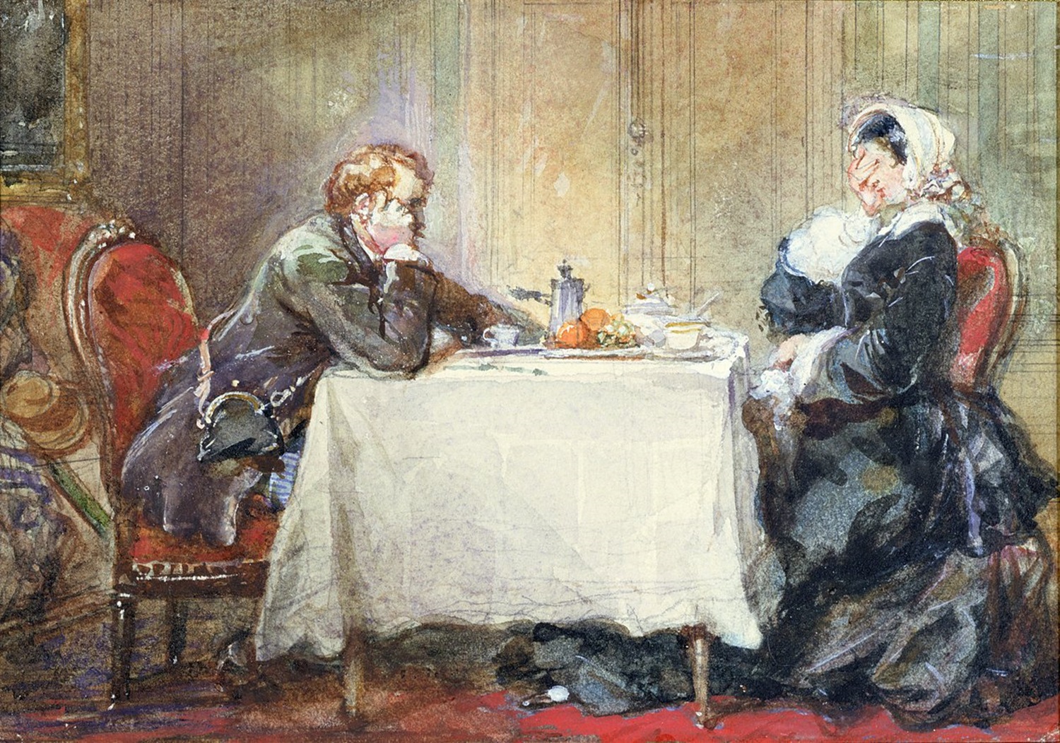 Alfred de Musset et George Sand à table - Eugene-Louis Lami