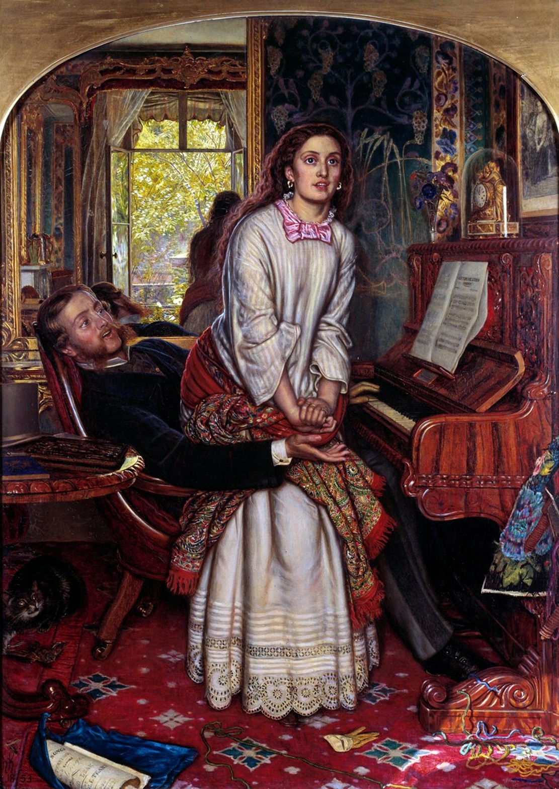 Réveil de la conscience - Une jeune femme en état de péché, suite à une révélation spirituelle, se lève soudainement, cherchant à échapper aux bras de son amant - William Holman Hunt