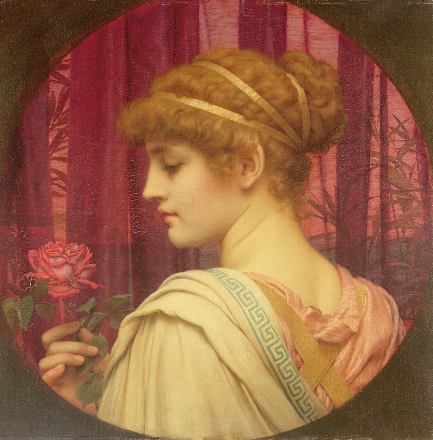 Beauté - Fille avec rose rouge - John William Godward