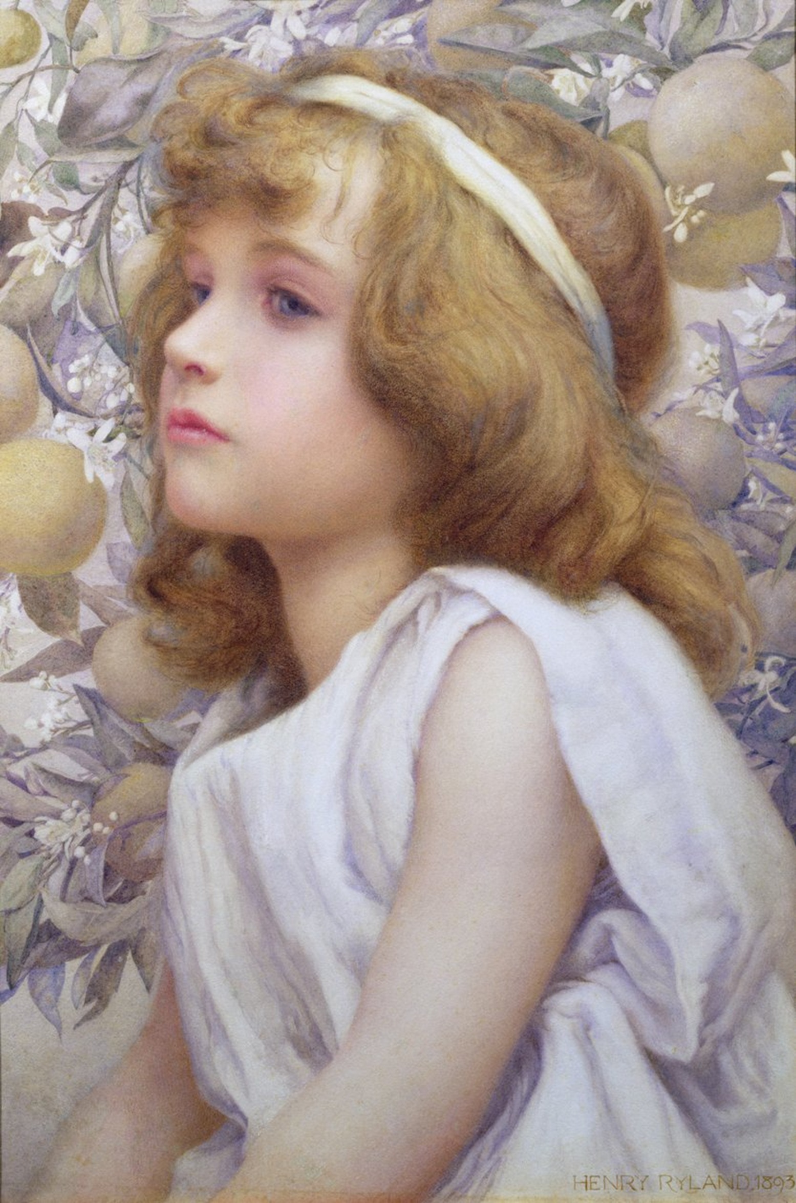 Fille avec fleurs de pommier - Henry Ryland
