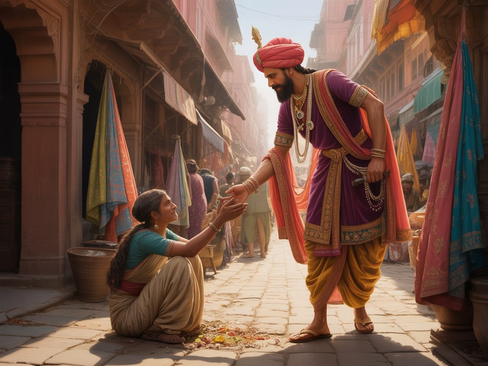 Un Maharadja secoure une mendiante