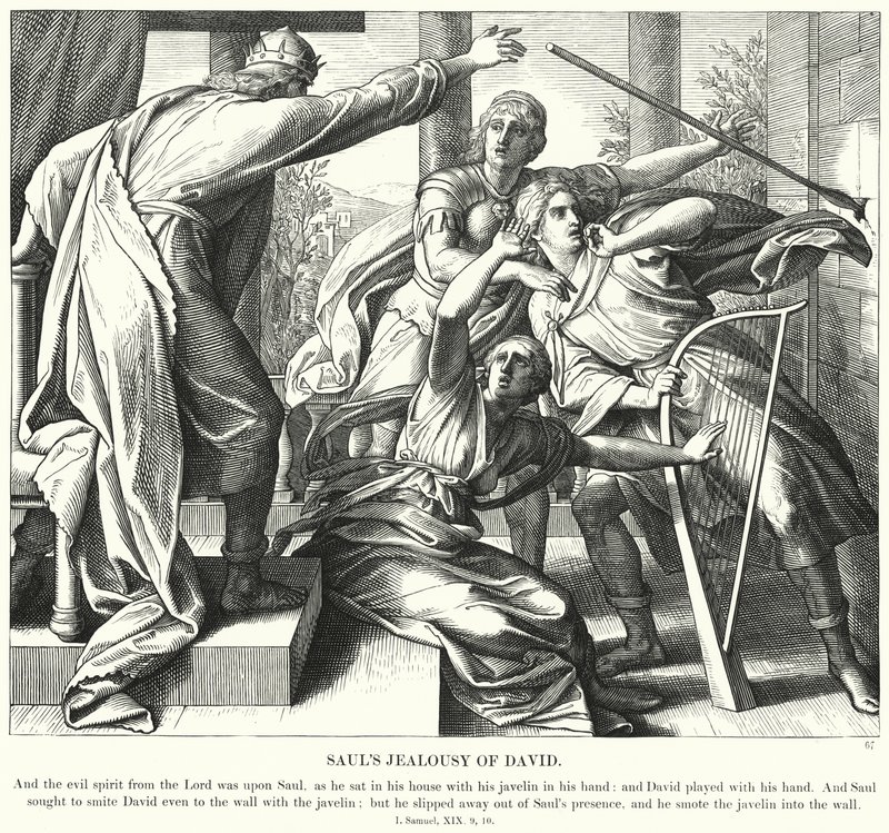 Jalousie - Jalousie de Saül envers David - Julius Schnorr von Carolsfeld