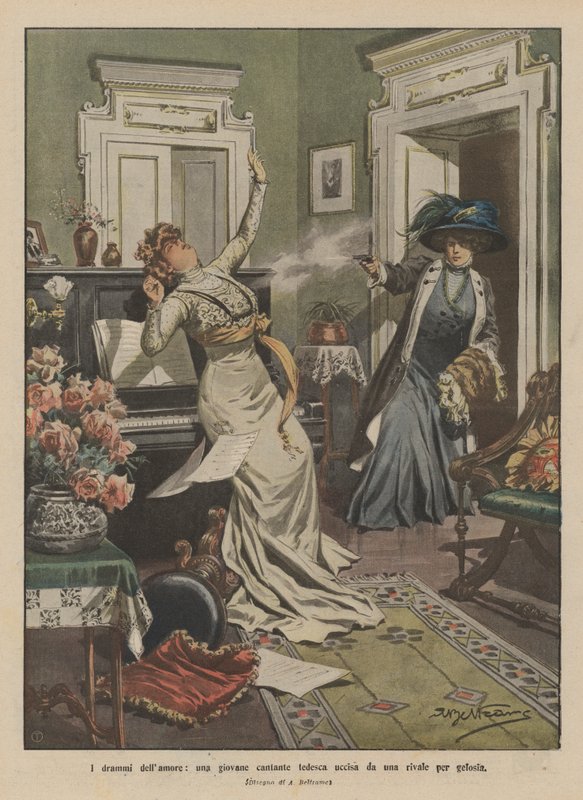 Jalousie - Jeune chanteuse allemande tuée par une rivale - Achille Beltrame