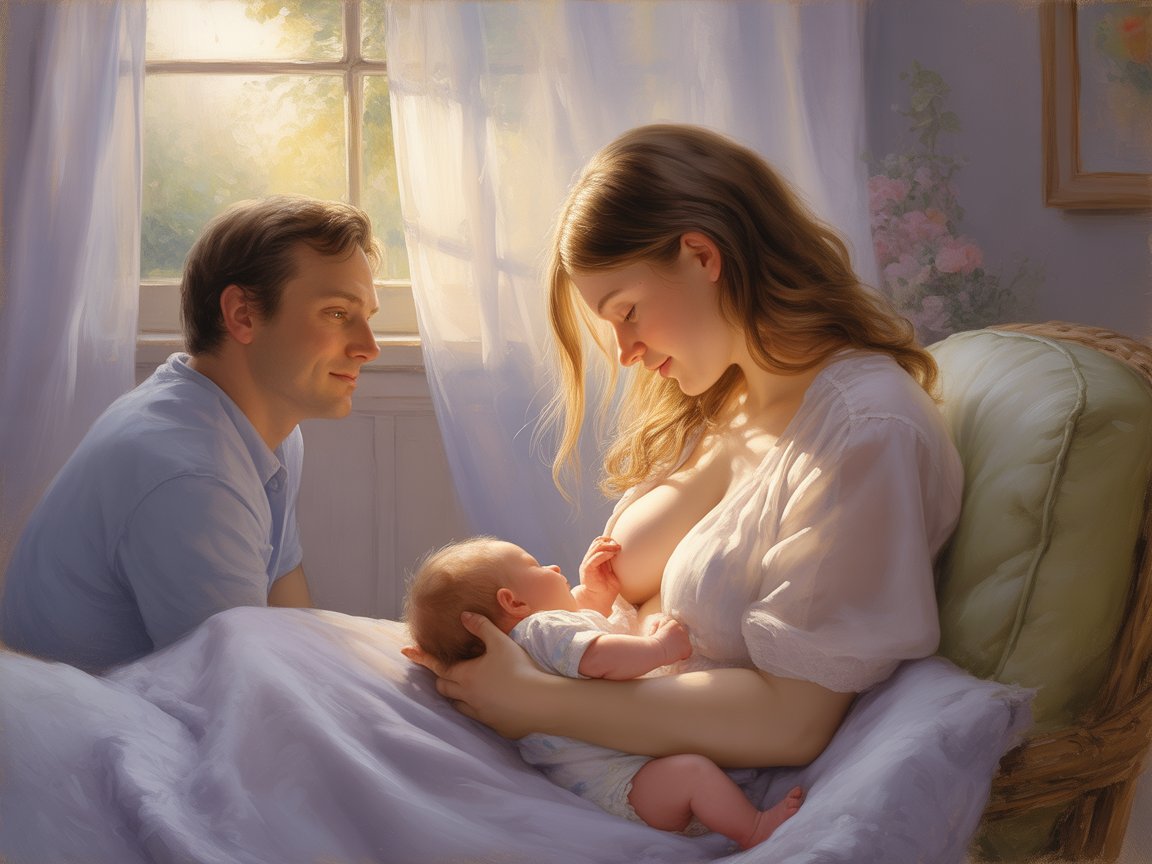 Une Maman donne le sein à son bébé