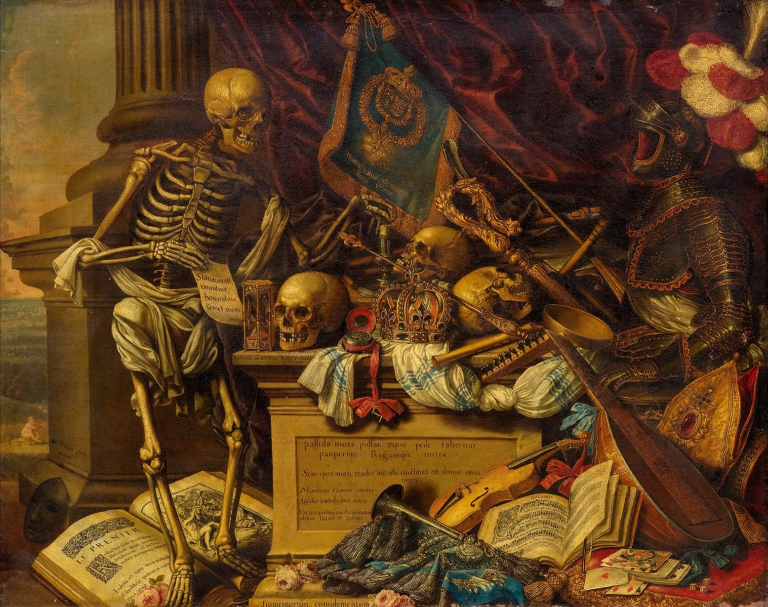 Vanité - Carstian Luyckx - Vanitas Still Life with musical instruments books sheet music skeleton skull