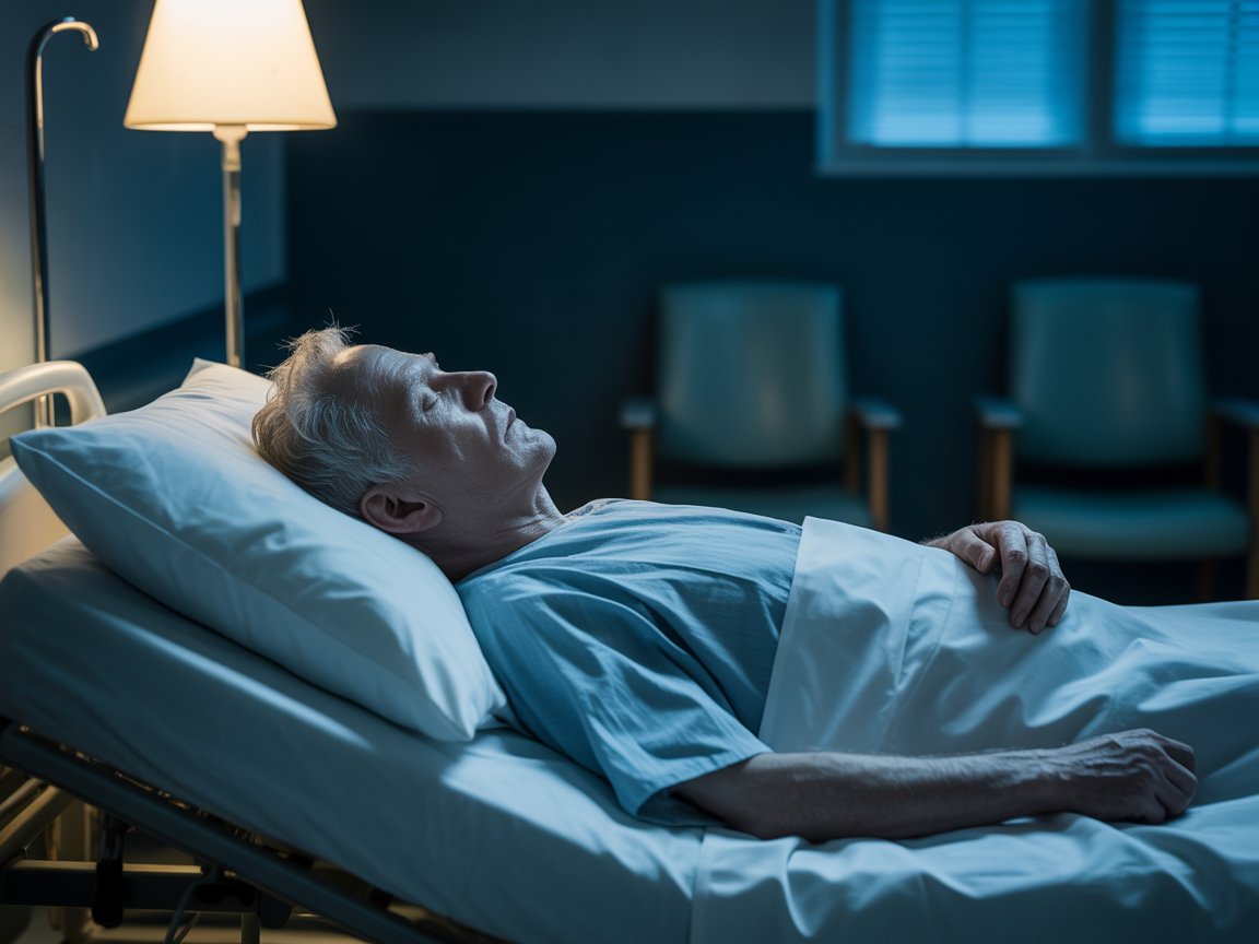 Un homme meurt chez lui, dans son lit