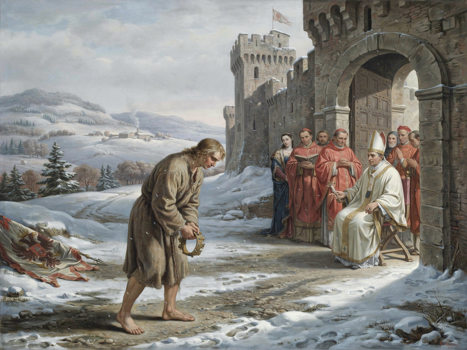 A Canossa Henri IV, le roi des Romains, s’humilie devant le pape Grégoire VII 3 A Canossa le roi des Romains Henri IV, le roi des Romains, s'humilie devant le pape Grégoire VII