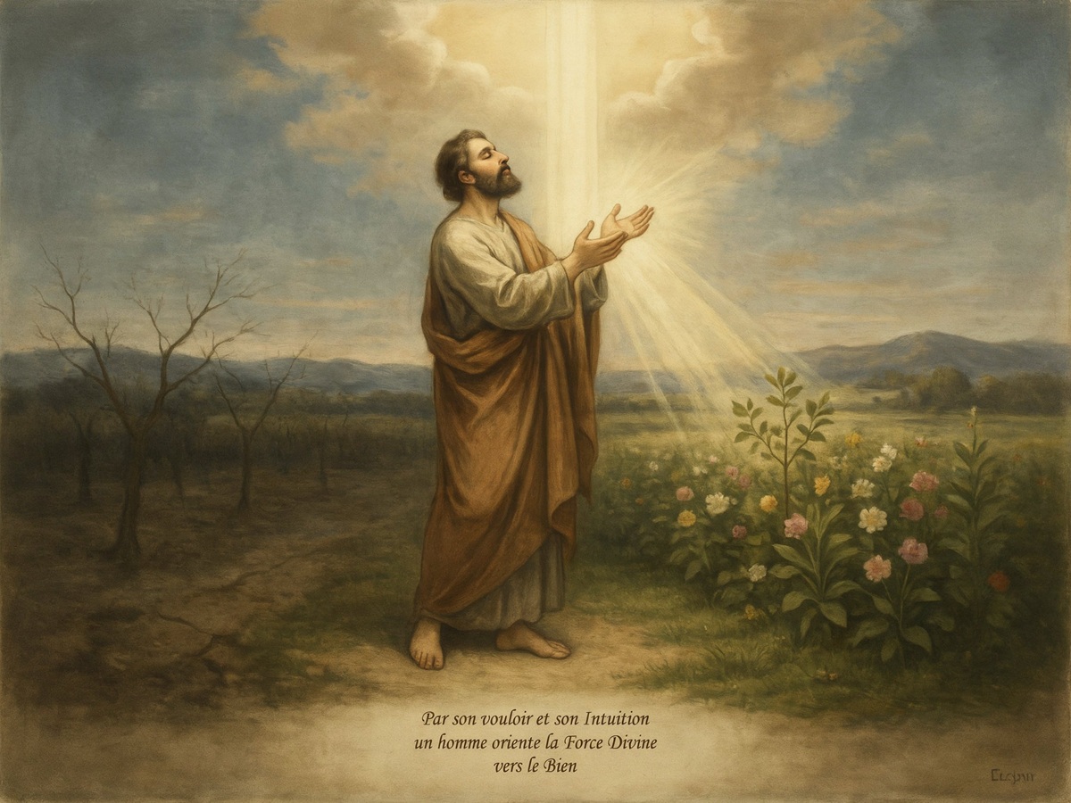 Par son vouloir et son Intuition un homme oriente la Force Divine dans le sens du Bien