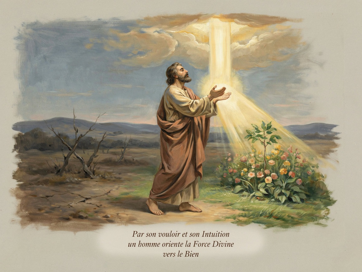 Par son vouloir et son Intuition un homme oriente la Force Divine dans le sens du Bien