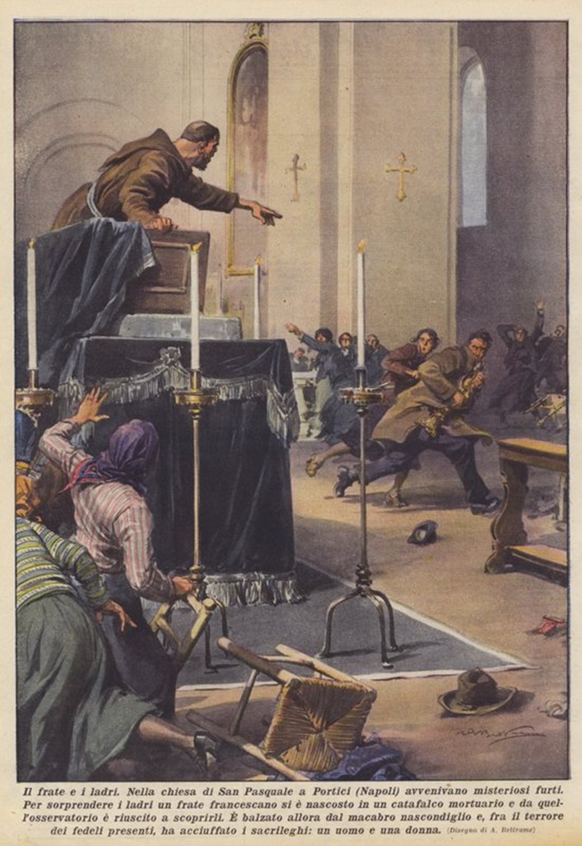 Voleurs - Un Franciscain apostrophe des voleurs - Achille Beltrame